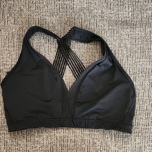 Victoria's Secret Strappy Crossback Mesh Sport Bra Women's Large Black V-Neck